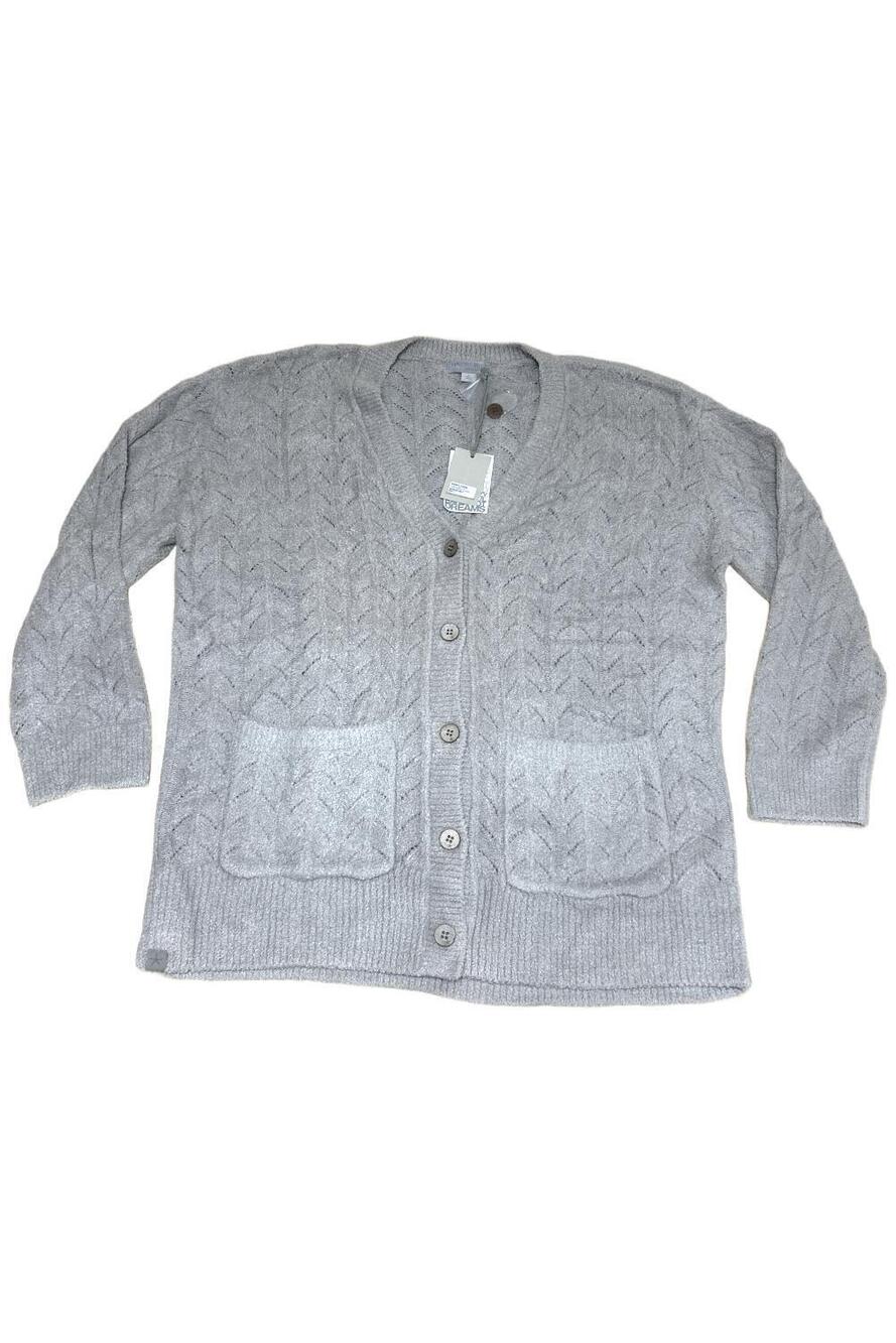 Barefoot Dreams Women`s CozyChic Lite Lace Pointelle Cardigan Gray - Regular